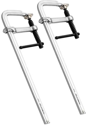 POWERTEC Heavy Duty 12 F Style Bar Clamps, 3-5/8 Throat, 480 lb Clamping Force – Woodworking, Cabinetry, Welding & Workshop Use, 2 Pack (72339)