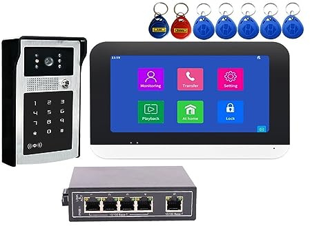 WAFOHSR Videocitofono WIFI IP Password Remota Sblocco Monitoraggio LAN Locale Audio Bidirezionale(B KITS)