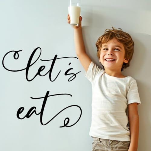 SUPERDANT Wandtattoo Lasst Uns Essen Wandtattoo Wohnzimmer Wanddekore Für Restaurant Selbstklebend Minimalistisches Schwarzer Text Wandaufkleber Für Küche Esszimmer Kantine Speisesaal