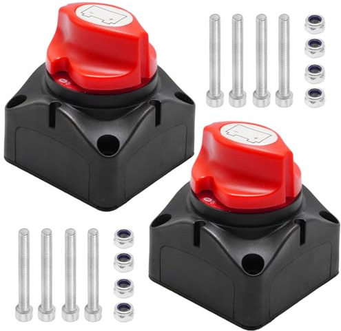 Hoypeyfiy 2 Stück 275A Batterie-Hauptschalter, Universeller Batterietrennschalter für 12V, 24V, 48V Systeme, Batterie-Kill-Switch für Auto, Motorrad, Boot, Wohnmobil