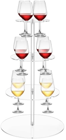 UNICRAFTALE Support en Acrylique pour Tour à Champagne Arbre à Cocktails Rond avec 12 Emplacements Présentoir à Verres 3 Niveaux Présentoir à Flûtes pour Mariages Fêtes Décorations de Noël