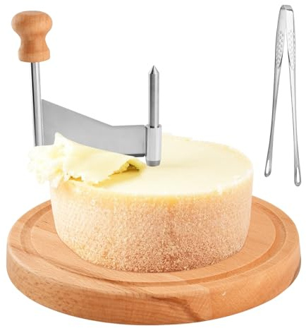 Cheese Curler Wheel, Stainless Steel Cheese Shaver with Sharp Blade Wood Base for Create Beautiful Rose, Ideal Cutter for Tete de Moine Curler and Chocolate Shavings and Curls