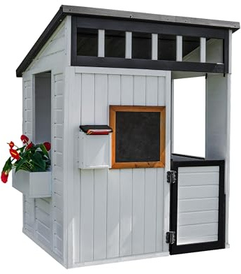 Backyard Discovery Caraway Cottage Cedar Garden Playhouse | White | Cedar Wood, Play Kitchen Accessories, Outdoor Garden Playhouse, Children's Cubby House, Durable Construction