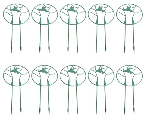 QOXEZY Lot de 10 treillis en plastique vert – Support d'escalade rond amovible pour lierre, clématite et fleurs de vigne, treillis ABS résistant aux intempéries