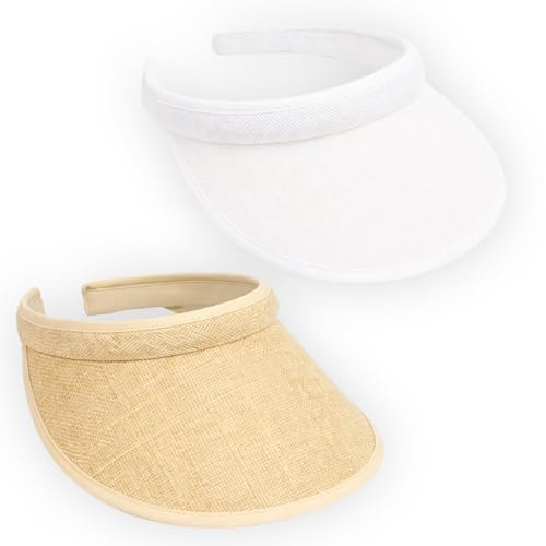 DXPETA Sun Visors for Women, Sun Visor, Golf Visor, Women's Visors, Tennis Visor Women,Visor, Golf Visor Women, Running Visor, Two Pack in White and Off-Wh