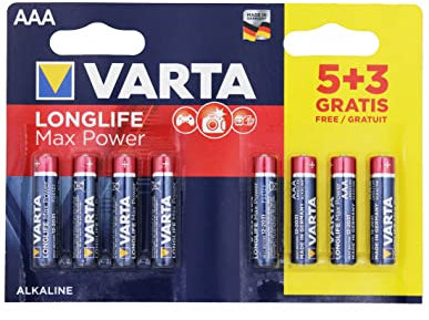 Varta 4703101428 Longlife Max Power (Max Tech) Alkaline Batterie, AA LR6 Style, Packung mit 5 + 3 Batterien - Design kann variieren, Sparpackung, Werbeartikel