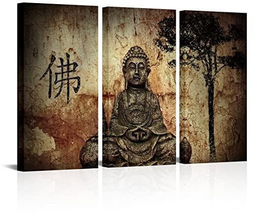 Visual Art, Buddhistische Liebe, 3 Stück gerahmter und fertiger Wandbehang, Buddha-Leinwanddrucke, Heimdeko-Gemälde