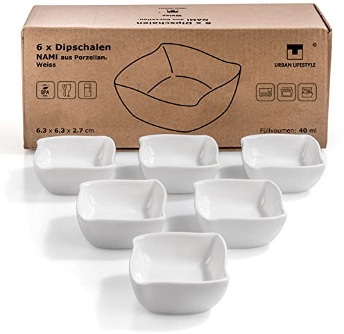 6 tazas para salsa, porcelana, Weiß, 6,3 x 6,3 x 2,7cm