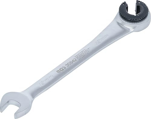BGS 30842 | Ratchet Wrench | open | 12 mm | Chrome vanadium steel, 72 teeth, chrome-plated, matt, suitable for piping