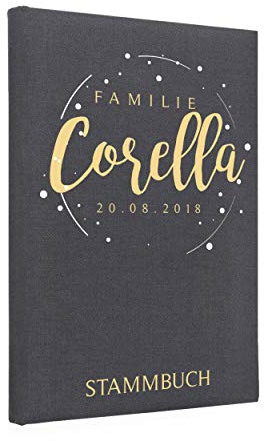 Hochzeitideal Stammbuch der Familie, Familienstammbuch, Buchbinderleinen grau, Nr. 182 inkl. Personalisierung