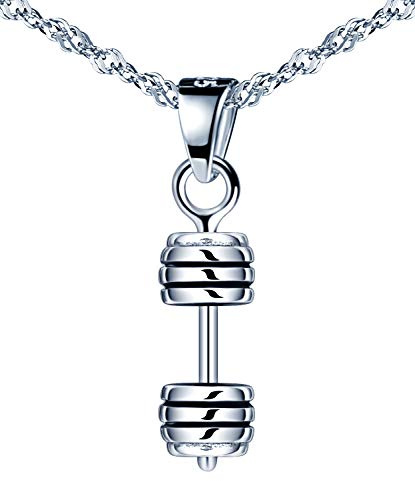 Unendlich U Damen Halskette 925 Sterling Silber Fashion Hantel Anhänger Kettenanhänger Kette mit Anhänger Schmuck Geschenk für Weihnachten,Silber
