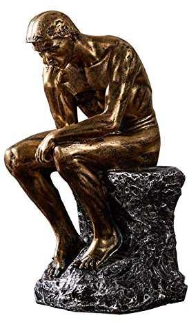 Siunwdiy Tiefe Kontemplationsfiguren Der Denker - Auguste Rodin Skulptur in Bronze Statue, abstrakte Harzskulptur, Kunstskulptur Dekorationen Für Office,Bronze