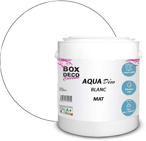 BOX DECO COULEURS Aqua Deco - Pintura de pared acrílica (2,5 L), color blanco