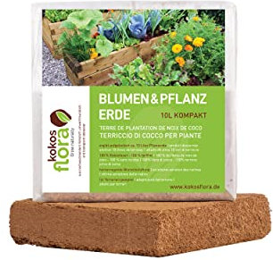 KOKOSFLORA 40L Kompakt - Premium Kokoserde in Beutel - Torffrei - Ideal für den Anbau von Gemüse, Obst und Keimung von Sämlingen mit Startdüngung (4 x 10L - 40L Kokos Blumenerde)
