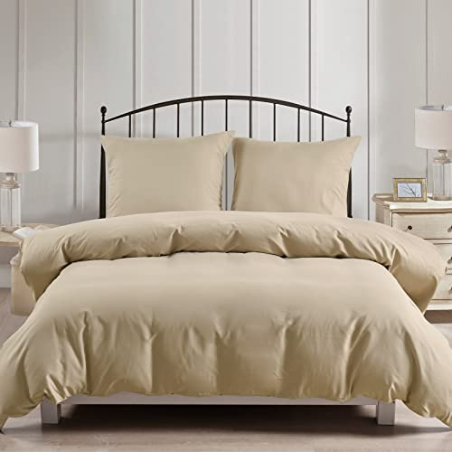 PHF Juego de líneas de cama, Edredón 200 x 220 cm, ultra suave microfibra con cremallera y 2 fundas de almohada de 80 x 80 cm, color caqui