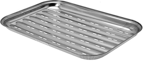 Dehner Grillschale, ca. 34.5 x 24.2 x 2.5 cm, Edelstahl, Silber