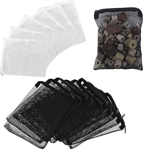 Wenrou 20 Stück Mesh Filter Bag, Aquarium Filterbeutel, Aquarium Mesh Taschen, Filterbeutel für Aquarien Filterbeutel, Nylon Mesh Filter Bag, für Aktivkohle, Aquarien, Schwimmbäder, Teiche, 2 Farben