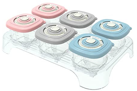 Babybrei Aufbewahrung Babynahrung Einfrieren Behälter 6x 120 ml mit Silikondeckel Geeignet für Gefrierschrank und Mikrowelle, Auslaufsicher, Airtight, BPA-frei Baby-Nahrungsergänzung Vorratsdose