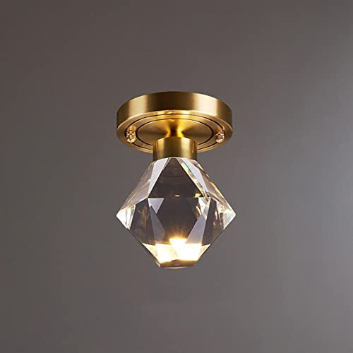 Jadssox Kristall-Deckenleuchte, LED, halbbündige Deckenleuchte, Mini-Kronleuchter, 6 W, 3 Farbmodus, Flurlampen, Küche, Wohnzimmer, Esszimmer, kleine Kronleuchter, Deckenleuchten
