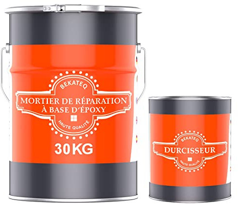 BEKATEQ Mortier de réparation BK-150EP, 30kg I Mortier de jointoiement à base de résine époxy bi composant I Pour intérieur & extérieur I Mastic résine coulée pour béton, bois, chape, métal, carrelage