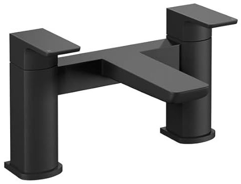 KEDWILL® Bath Filler Mixer Tap Faucet Bathtub Bathroom Kitchen Sink Hot and Cold Solid Brass Modern Double Lever Handle Matt Black