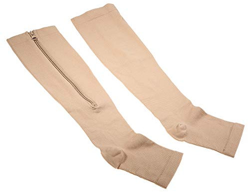 Medizinische Kniehohe Wadenkompressionsstrümpfe mit Offener Zehenpartie für Damen und Herren, Feste 20-30 MmHg Abgestufte Stützstrümpfe für Krampfadern, Ödeme, Flug, (Hautfarbe)