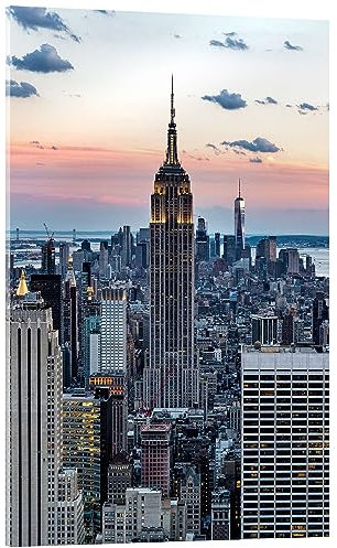 Empire State Building al tramonto, New York Stampa su vetro acrilico di Mike Centioli 20 x 30 cm Quadri Decorazione per pareti