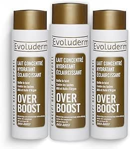 EVOLUDERM – Lait Concentré Hydratant Éclaircissant Over Boost – 500 ml – Ingrédients d’Origine Naturelle – Végan – Fabrication Française – Lot de 3 x 500 ml