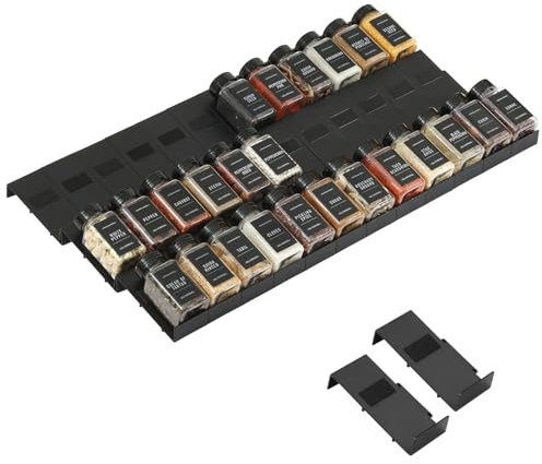 Famhap Gewürz Organizer Schublade, 36 Stück Patchworkable Gewürzregal Schublade, Küchen Organizer schublade für Gewürzgläser, Spice Rack Schublade für Gewürze Aufbewahrung