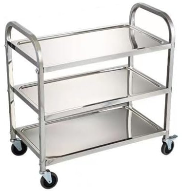 USFJATI 2 Böden Servierwagen Edelstahl Küchenwagen,Medizintechnik Servierwagen,schwenkbarer 360 °,Labor Rollwagen,für Garage, Küche, Hotel, Büro, Lager (Color : 2 Layer, Size : 95 * 50 * 95cm)