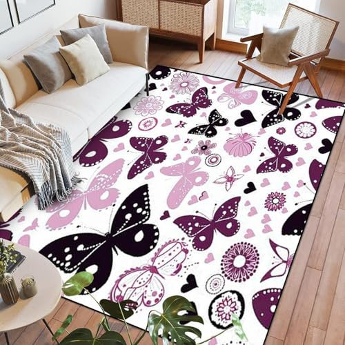 Bunter Fantasy-Schmetterling Teppich Kinderteppich Wohnzimmerteppich Schlafzimmerteppich 3D-Gedruckter Superweicher Flanellteppich 100 X 200 cm / 39.37 X 78.74 - Leicht Zu Reinigendes Mit -6P4Y2T7