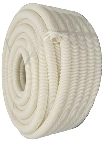 Jandei - Tubo Corrugado de Conducción de Cableado Sin Ranura. Bobina 50m. Manguera Protectora de Cables PVC Blanco (32mm)