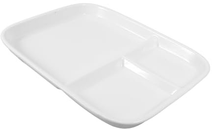 SHOWERORO Plato de Porcelana China de 25 Cm Compartimentos Cuadrado Plato de para Desayuno y Frutas para Adultos Hogar Restaurante Cafetería Blanco