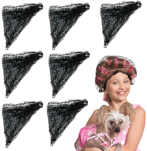 OWMOSYX 7 piezas de red triangular para el cabello para mujeres con rulos, ajuste de red de malla para el cabello para salón, hogar, sueño, peinado, ajuste de rizos, protección fija para el peinado