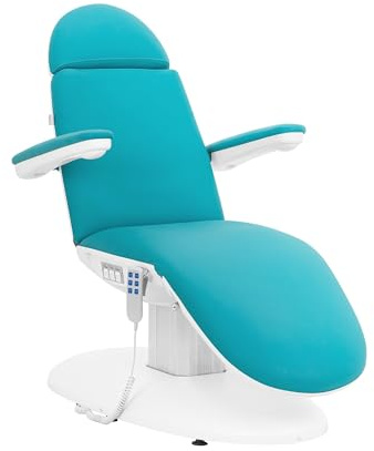 Physa Elektrische Kosmetikliege 3 Motoren 300 W Fernbedienung 175 kg Fußstütze, Rückenlehne & Sitzfläche einstellbar Sitzhöhe: 60-85 cm blau Behandlungsliege Kosmetikstuhl Therapieliege