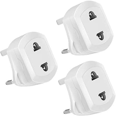 Toothbrush Adaptor Plug UK Charger Shaver Socket 2 Pin to 3 Pin Electric Converter Bathroom Two to Three Prong Charging Tooth Brush Razor Plugs Electrical Shaving (3 plug white)