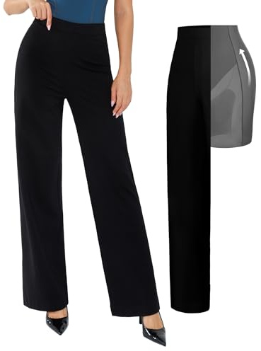 Popilush Trousers Pants for Women High Waisted Dress Pants Work Office Wide Leg Trousers with Pockets Business Casual Outfits Black