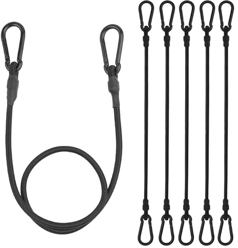 Spanngummi Karabiner,Expander 100cm 6er Gepäck Gummispanner mit Haken | Wetterbeständig,Starke Dehnung,Durchmesser 8mm für Gepäckträger Fahrrad Motorrad Anhänger Camping Schwarz.