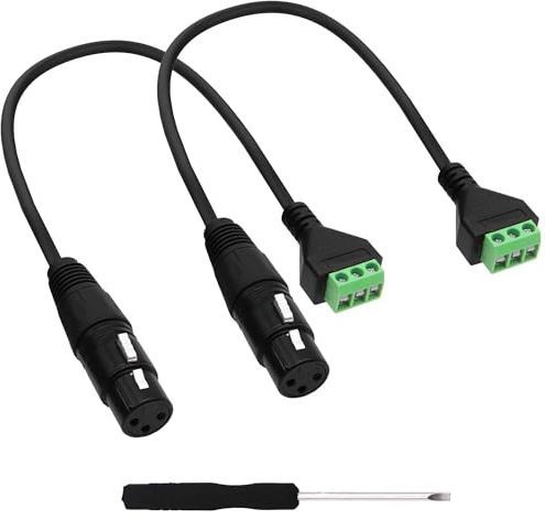 YARCHONN XLR Solderless Connector Adapter Screw Terminal Block Cable XLR to 3Pin Screw Terminal Block Cable Cord for Speaker Amplifier Microphone -30cm/11.8in-2pcs (XLR Female)