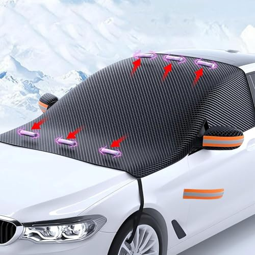 Frontscheibenabdeckung Auto Winter,Windschutzscheibenabdeckung Auto mit 6 Magnet,Scheibenabdeckung Auto Winter,Windschutzscheibe Abdeckung Faltbare,Auto Winterabdeckung für Die Meisten Autos und SUV