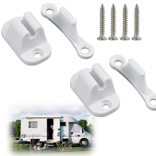 Set De 2 Sujetapuertas Robustos De Plástico Para Autocaravanas Y Campers – Accesorios De Color Blanco (Tornillos Incluidos) Para Mantener Las Puertas Abiertas，para Caravana Blancas Retenedor De Tope