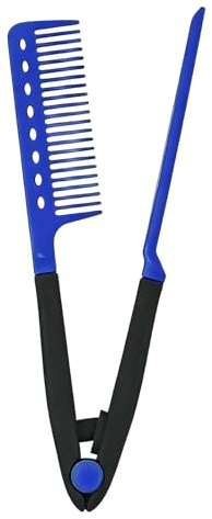 Krmoau Peine para alisar el cabello con mango - Plancha de pelo en forma de V para peinar y alisar el cabello - Peine plano - Para viajes, vacaciones, viajes, citas de hotel