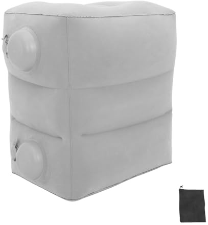 WOONEKY Inflatable Footrest For Plane Travel Adjustable Air Cushion With Soft PVC Flocking Portable Leg Support Foot Stool For Flights Office And Train Lightweight And Easy To Carry With