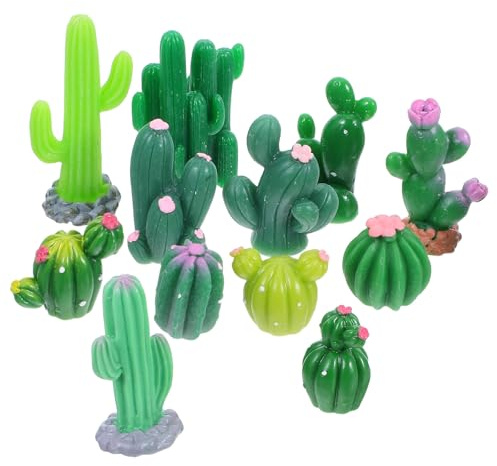 YARNOW Lot de 12 Mini Cactus Décoratifs en Résine Décor de Micropaysage Désertique Décoration de Bureau Miniature pour Maison Bureau ou Voiture Accessoire DIY pour Jardinage Créatif