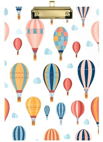 YETTASBIN Hot Air Balloon Clipboard, A4 Letter Size Acrylic Clipboards with Hanging Hole & Metal Clip for Nurse Office Worker Student, 12.5 x 9 Inch(Gold)