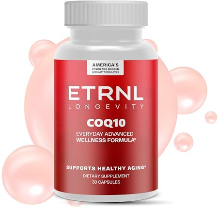 ETRNL Longevity CoQ10 200mg Ubiquinone - 30 Capsules - Coenzyme Q10 Supplement for Cellular Energy, Heart Health & Antioxidant Support - Supports Mitochondrial Function - Vegan Non-GMO Gluten-Free
