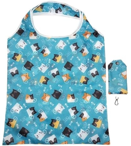 WSQHAO 5 st tryckt polyester hopfällbar axel shopping väska kreativ bärbar handheld förvaring stormarknad för shopping, Färg4, Einheitsgröße