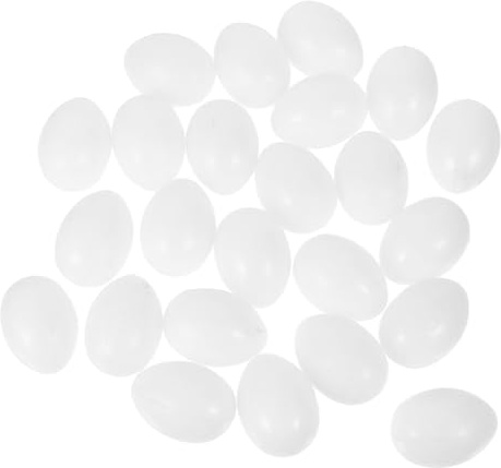 CHICAMPERA 30pcs Solid Plastic Pigeon Bird Eggs for Tricking Birds to Stop Laying Eggs with White Sturdy Material Suitable as Ornament for Hotel or Restaurant