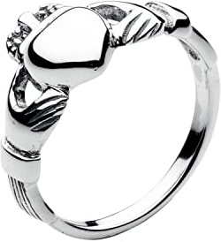 Heritage kvinnors sterling silver keltisk irländsk Claddagh ring, K, Roséguld Silver, Enkel