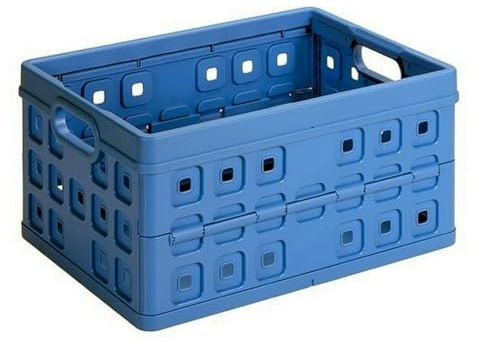 Sunware Square Klappbox faltbar stabil 32L – 49×36×24,5 cm – Robuste Klappkiste mit integrierten Handgriffen – Faltbare Klappbox – Blau